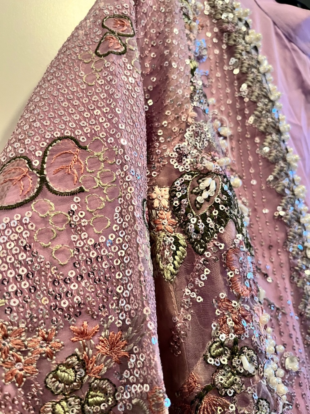 pink purple lilies 4-piece desi dress, pakistani indian dress - Picture 5 of 15